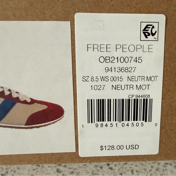 NIB Free People Red/Blue/Beige Women's Ace’s Tennis Shoe size 8.5 - Picture 2 of 9
